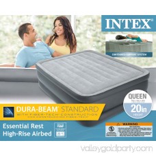 Intex Essential Rest High Rise Contoured Queen Airbed + Built-In Pump | 64139E